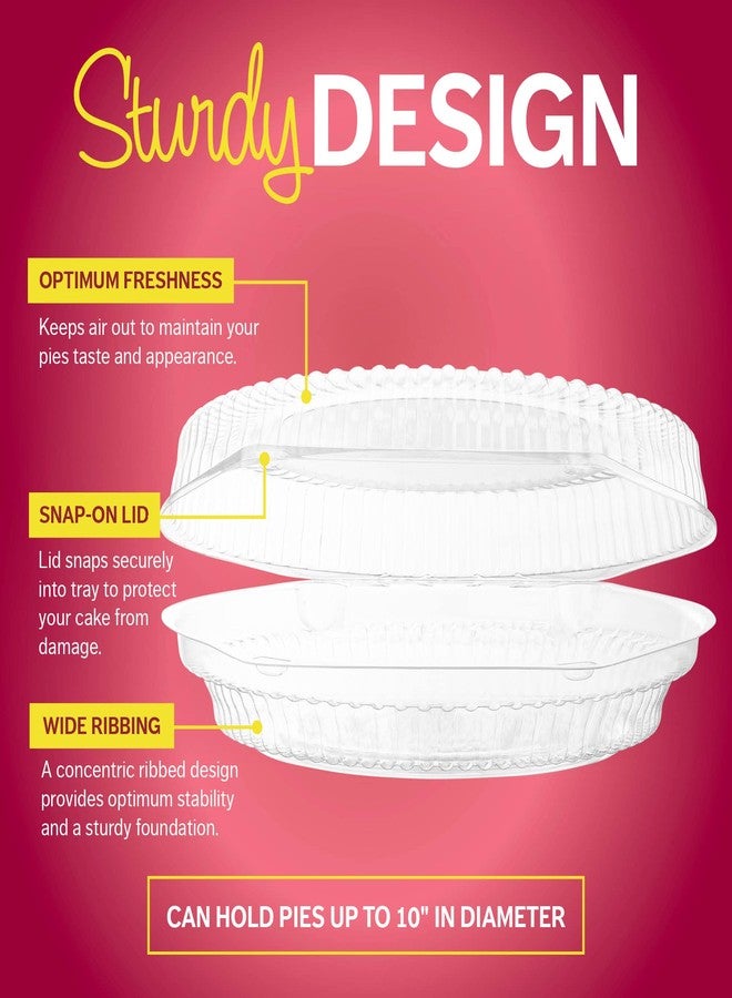 Supellectilem 10" Plastic Disposable Pie Containers with Hinged Locking Lids | 10 Round Pie Keepers/Flan Cake Containers for Transport - Image 4
